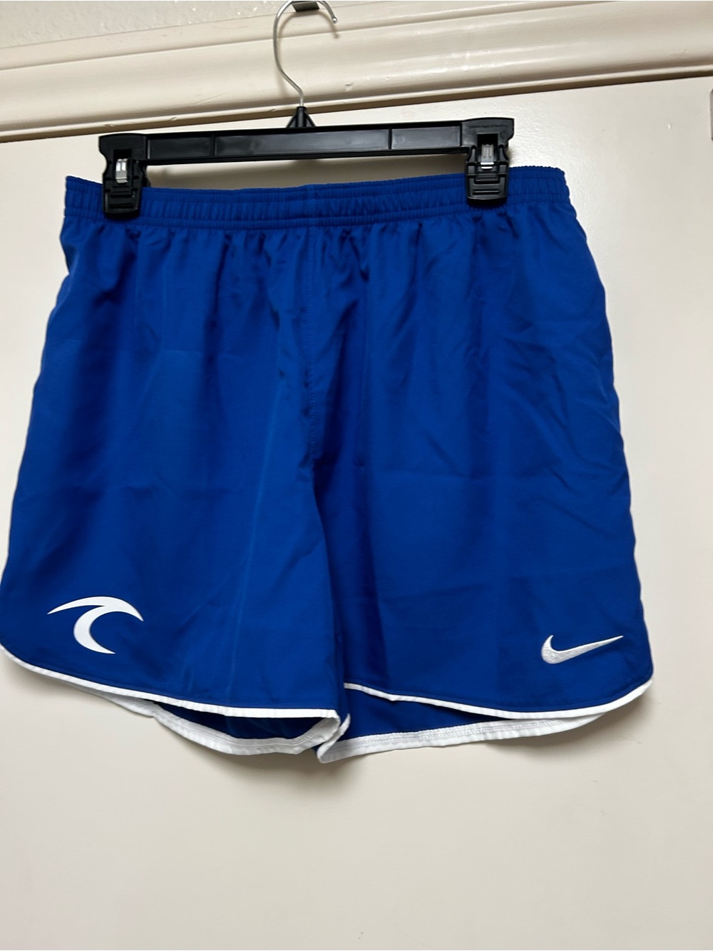 Nike Women's Blue Surf Soccer Athletic Running Shorts with White Trim
